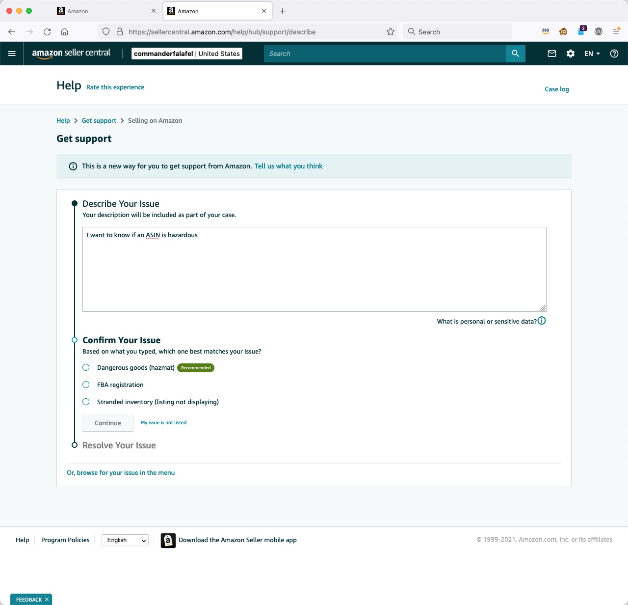 After · the redesigned Get Support flow: stepped Describe → Confirm → Resolve interaction built from Katal form components