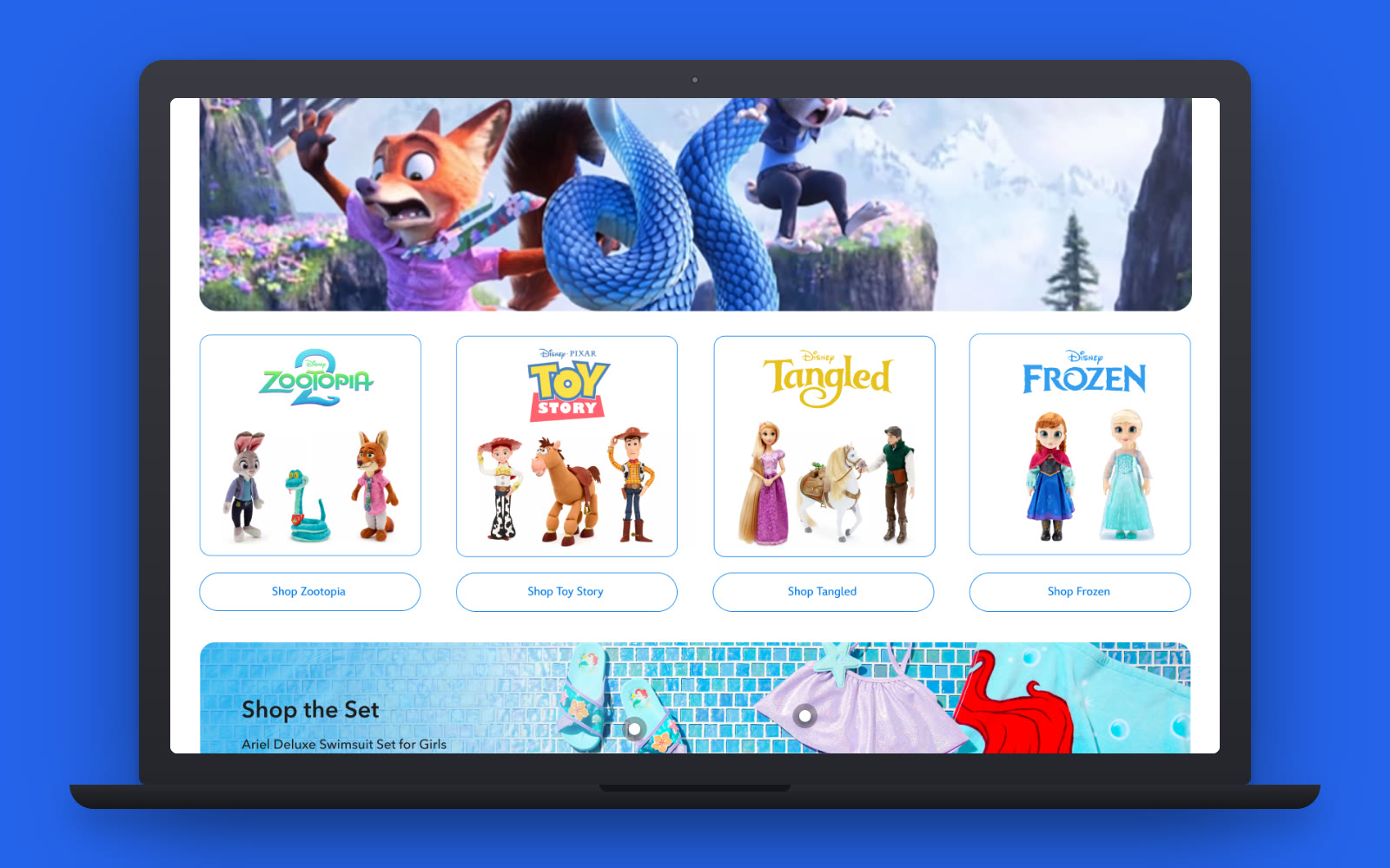Disney Store · POC homepage with immersive franchise banners