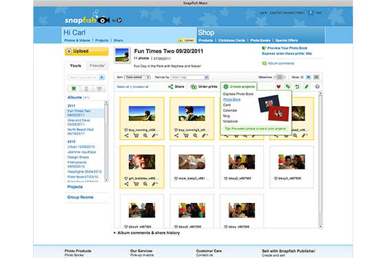 Snapfish · photo product experience