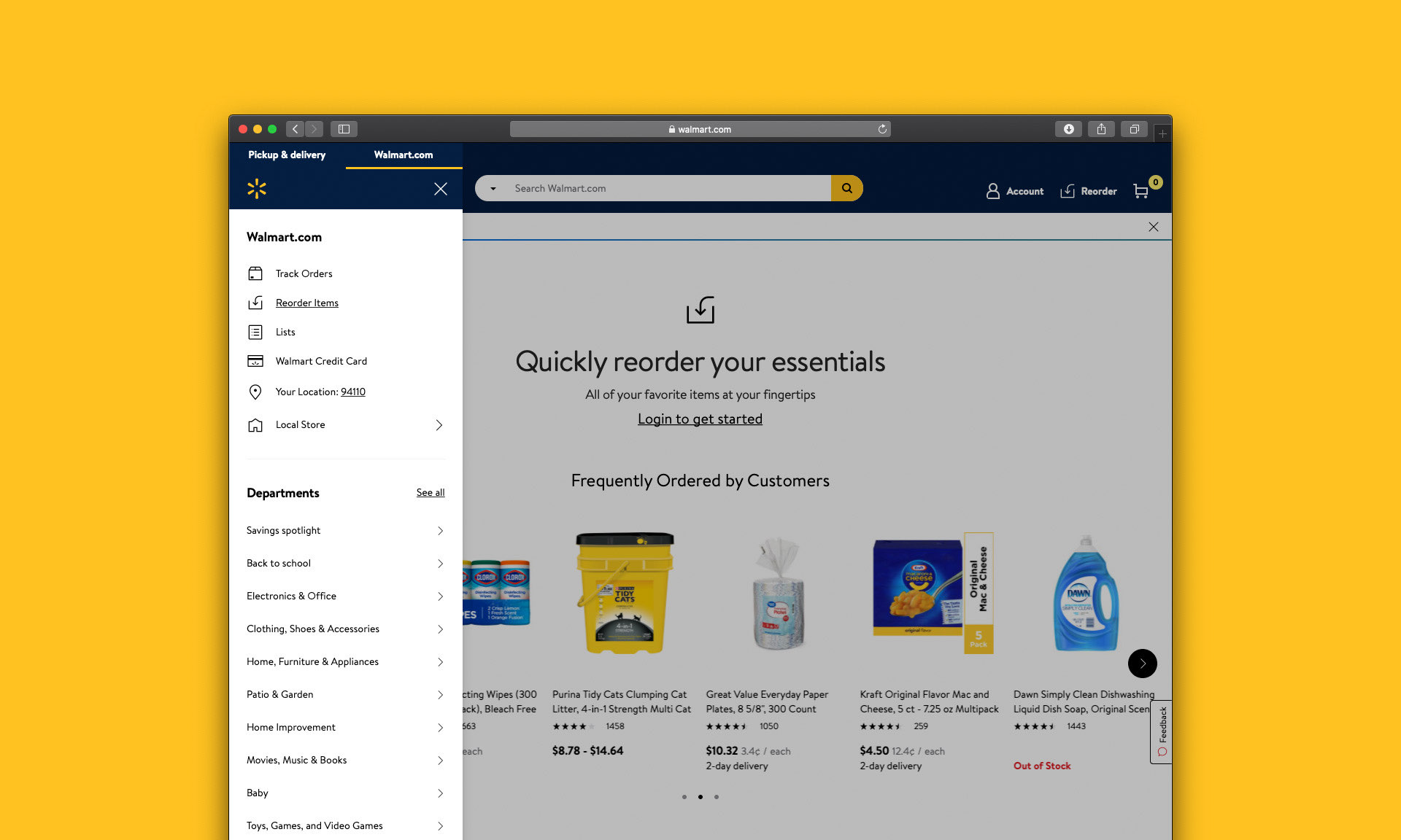 Walmart re-order experience